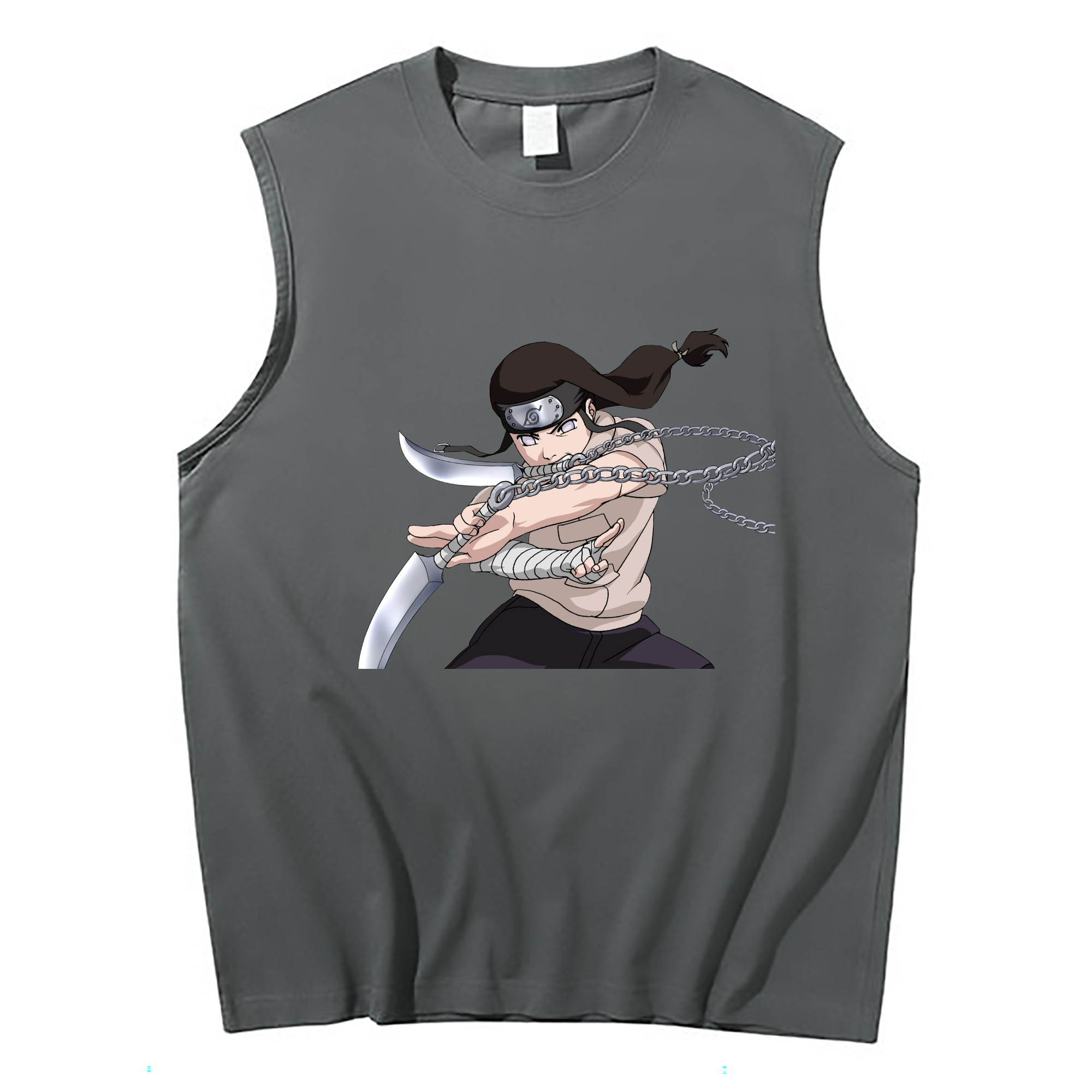 （画像用） NARUTO -ナルト- 日向ネジ Hyūga Neji コットン100％タンクトップ（フロントプリント）